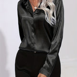 Irene | Elegantes Satin-Hemd mit langen Ärmeln für Damen