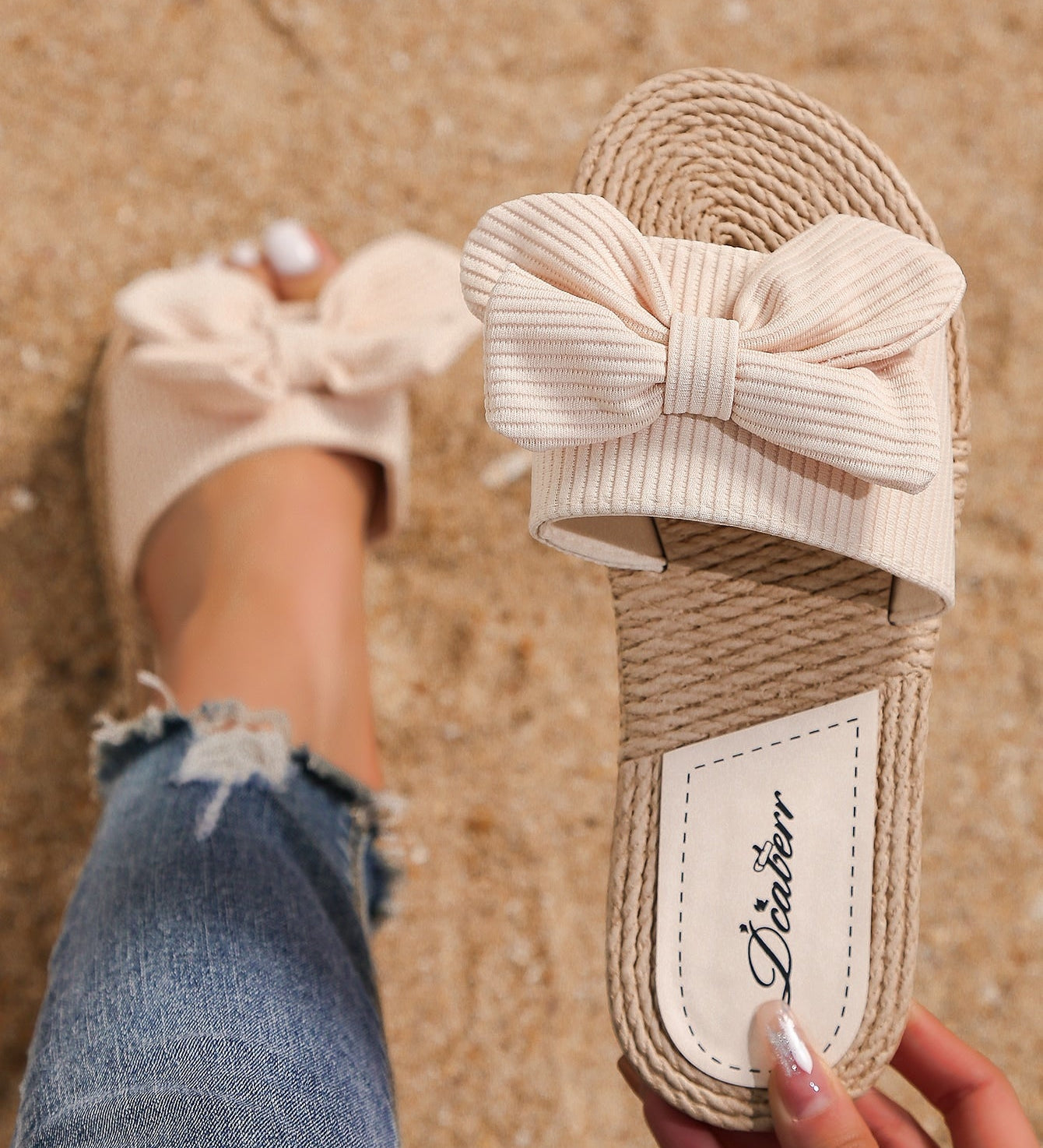 Boho Sandalen mit Schleife & Jutefußbett – Sommerlich & Bequem | Zendoo.de