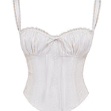 Beate | Weißes Korsett-Top mit Schnürung für Frauen