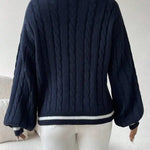 Freja | Gestreiftes Kabelstrickpullover Mit V Neck Zendoo.de