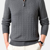 Eleganter Zopfstrickpullover mit Reißverschluss