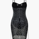 Celeste | Strassverziertes Mesh-Minikleid – Glitzernder Glamour für unvergessliche Nächte