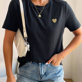 Basic Damen T-Shirt mit Herz-Detail – Minimalistisch, Casual & Kombinationsstark