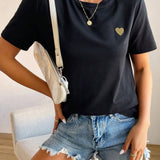 Basic Damen T-Shirt mit Herz-Detail – Minimalistisch, Casual & Kombinationsstark