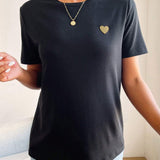Basic Damen T-Shirt mit Herz-Detail – Minimalistisch, Casual & Kombinationsstark