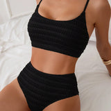 Swim Basics Damen Bikini Set, einfarbig und texturiert, perfekt für den Strand im Sommer