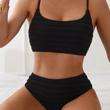 Swim Basics Damen Bikini Set, einfarbig und texturiert, perfekt für den Strand im Sommer