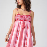 Maxikleid mit Ethno-Muster, Trägern und Schlitz für Damen