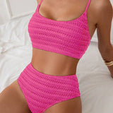 Swim Basics Damen Bikini Set, einfarbig und texturiert, perfekt für den Strand im Sommer