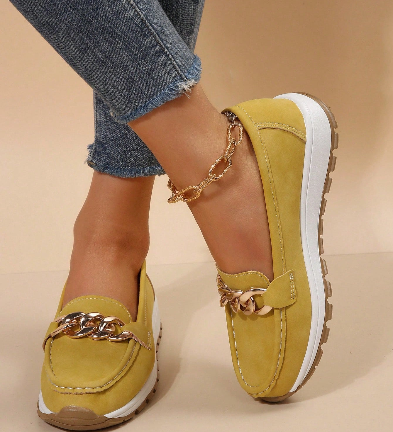 Bequeme Damen-Loafers mit elegantem Metallakzent