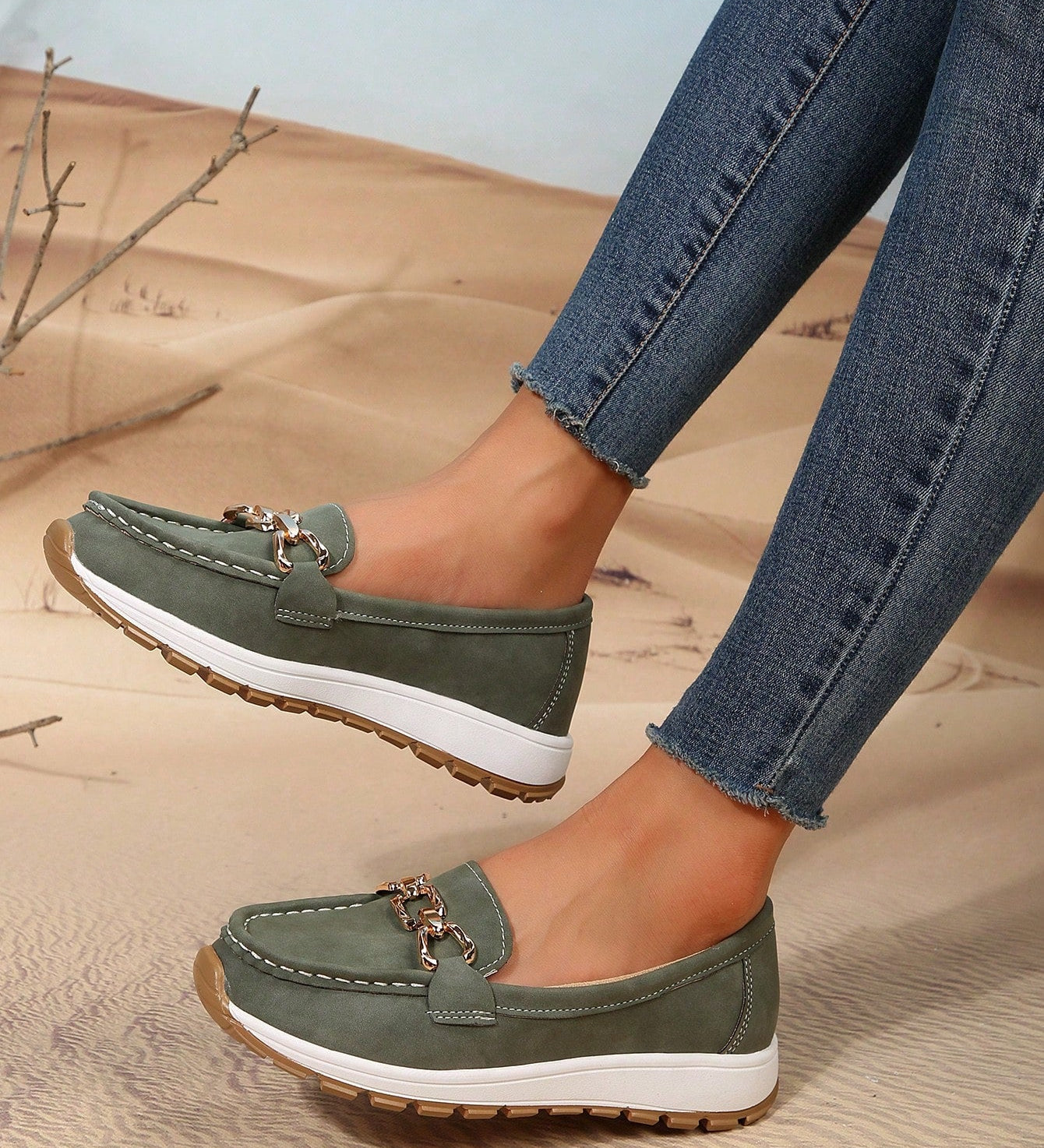 Bequeme Damen-Loafers mit elegantem Metallakzent