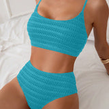 Swim Basics Damen Bikini Set, einfarbig und texturiert, perfekt für den Strand im Sommer