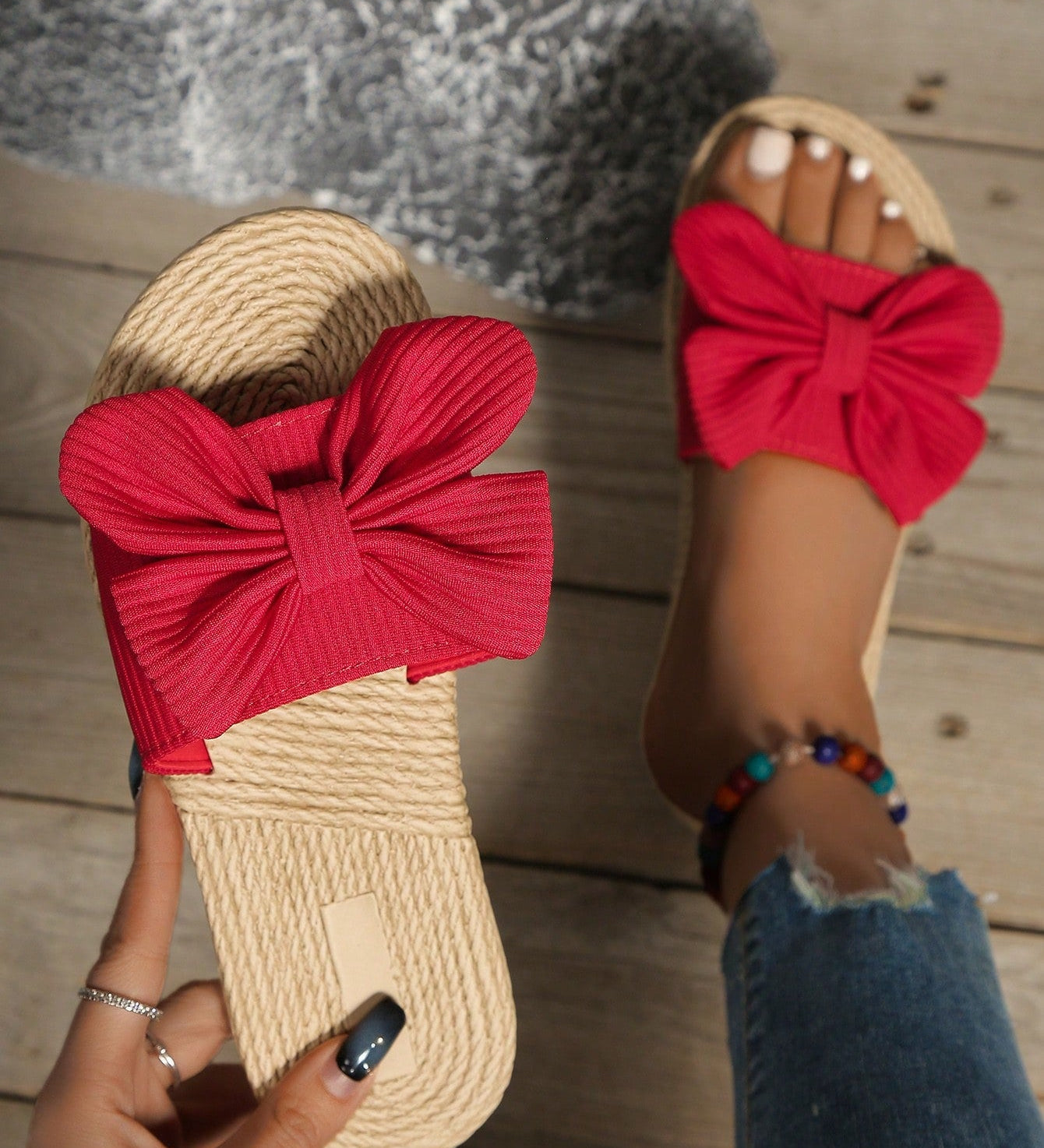 Boho Sandalen mit Schleife & Jutefußbett – Sommerlich & Bequem | Zendoo.de