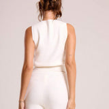 Gestricktes Cropped Top mit Knopfleiste – Minimalistisch, Weich & Kombistark