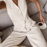 Zweiteiliges Set mit Weste & weiter Hose – Modern, Luftig & Smart