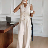 Zweiteiliges Set mit Weste & weiter Hose – Modern, Luftig & Smart