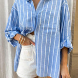 Gestreifte Oversize-Sommerbluse mit Strandflair