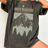 Oversized T-Shirt "Rocky Mountains" in Vintage-Schwarz – Urban Streetstyle mit Retro-Vibe