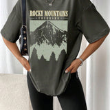 Oversized T-Shirt "Rocky Mountains" in Vintage-Schwarz – Urban Streetstyle mit Retro-Vibe