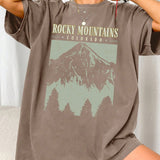 Oversized T-Shirt "Rocky Mountains" in Vintage-Schwarz – Urban Streetstyle mit Retro-Vibe