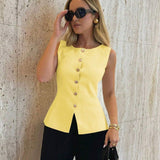 Ärmelloses Tailor-Weste mit Knöpfen – Feminin, Edel & Vielseitig