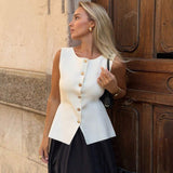 Ärmelloses Tailor-Weste mit Knöpfen – Feminin, Edel & Vielseitig