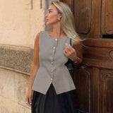 Ärmelloses Tailor-Weste mit Knöpfen – Feminin, Edel & Vielseitig