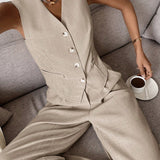 Zweiteiliges Set mit Weste & weiter Hose – Modern, Luftig & Smart