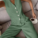 Zweiteiliges Set mit Weste & weiter Hose – Modern, Luftig & Smart