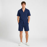 Herren Kurzarmhemd und Shorts Set mit Reverskragen
