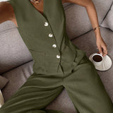 Zweiteiliges Set mit Weste & weiter Hose – Modern, Luftig & Smart