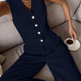 Zweiteiliges Set mit Weste & weiter Hose – Modern, Luftig & Smart