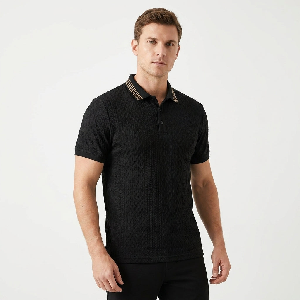 Herren Struktur Poloshirt mit Kontrastkragen