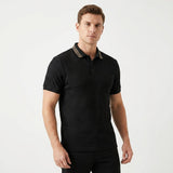 Herren Struktur Poloshirt mit Kontrastkragen