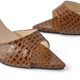 Isabelle | Luxus Schwarze Croc-Embossed Mule Heels – Elegant & Stilvoll