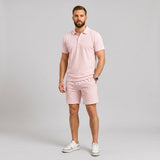 Herren Poloshirt und Shorts Set mit Strukturmuster