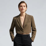 Damen Cropped Blazer mit Reverskragen