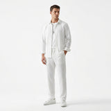 Herren Langarmhemd und Hose Set mit Rippstruktur
