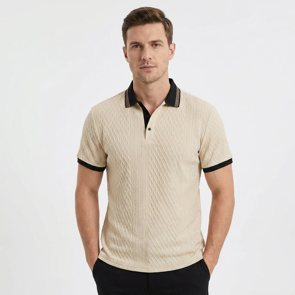 Herren Struktur Poloshirt mit Kontrastkragen