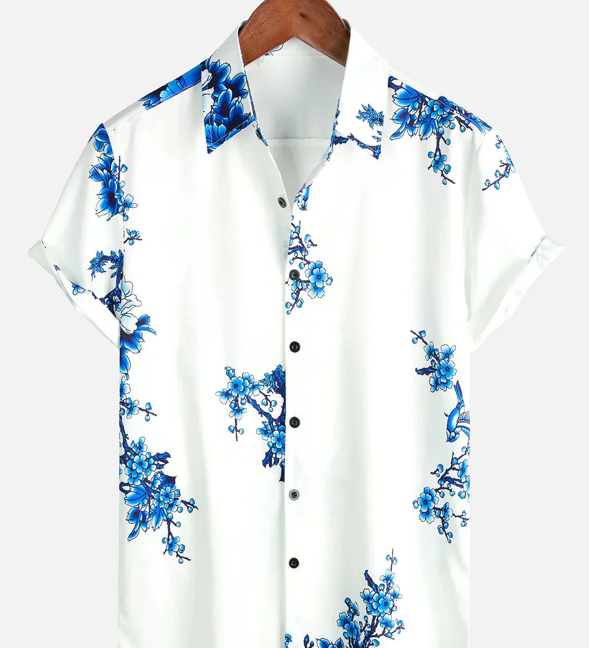 Jackson | Kurze Ärmel Weiß Floral bedrucktes Sommerhemd