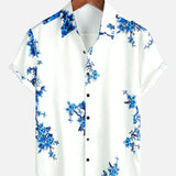 Jackson | Kurze Ärmel Weiß Floral bedrucktes Sommerhemd