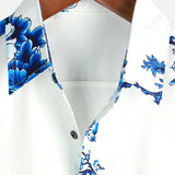 Jackson | Kurze Ärmel Weiß Floral bedrucktes Sommerhemd