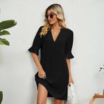 Isadee | Bequemes Kleid Mit V-Ausschnitt Zendoo.de