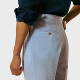 Yann | Taillenhohe Nadelstreifenhose mit Gürtel