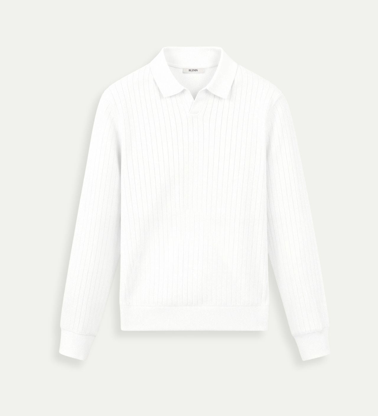 Herren Strick Poloshirt mit Langarm und Rippmuster
