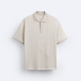 Strukturiertes Strick-Polo mit Reißverschluss