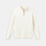 Eleganter Zopfstrickpullover mit Reißverschluss