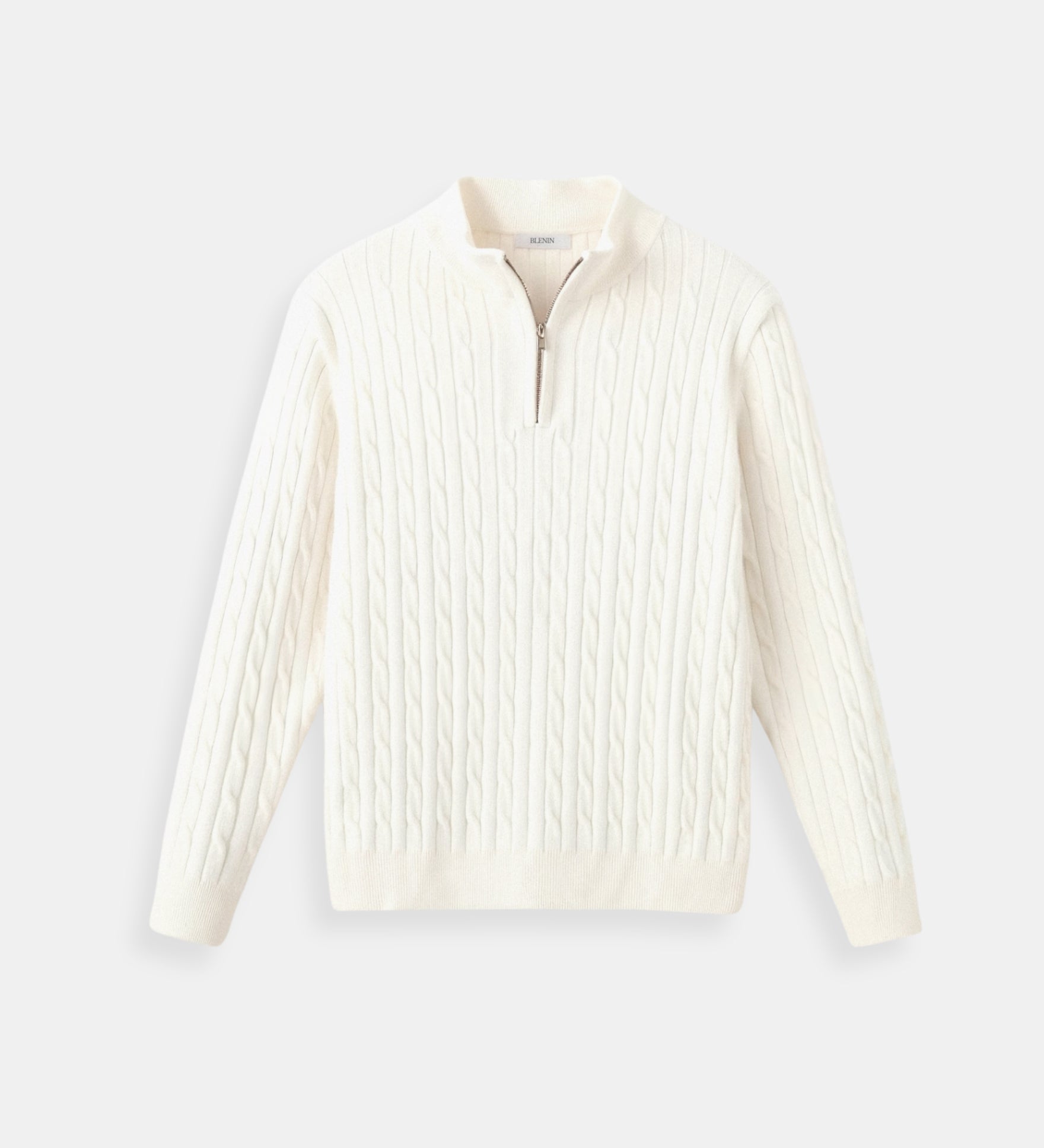 Eleganter Zopfstrickpullover mit Reißverschluss