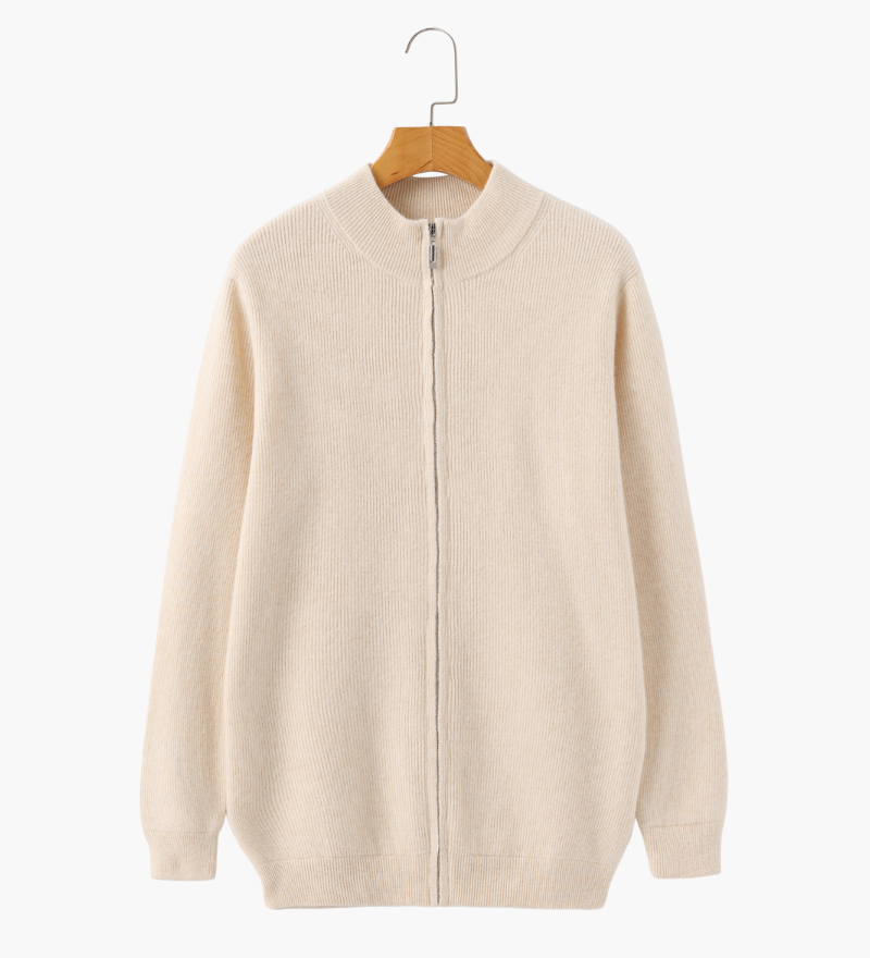 Wesley | Rippenstrick Reißverschluss Kaschmir Strickjacke für Männer