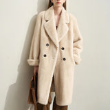Tanja | Doppelt geöffneter beiger Wollmantel für den Winter